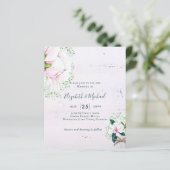 BUDGET Shabby Pink Magnolia Chic Wedite Einladung (Stehend Vorderseite)