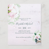 BUDGET Shabby Pink Magnolia Chic Wedite Einladung (Vorderseite)
