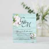 BUDGET Shabby Pink Magnolia Chic Wedite Einladung (Stehend Vorderseite)