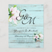 BUDGET Shabby Pink Magnolia Chic Wedite Einladung (Vorderseite)