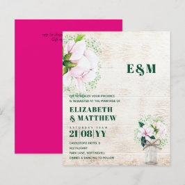 BUDGET Shabby Pink Magnolia Chic Wedite Einladung