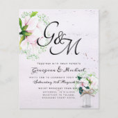 BUDGET Shabby Pink Magnolia Chic Wedite Einladung (Vorderseite)