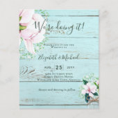 BUDGET Shabby Pink Magnolia Chic Wedite Einladung (Vorderseite)