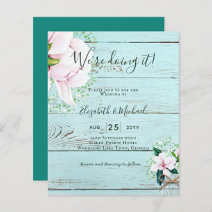BUDGET Shabby Pink Magnolia Chic Wedite Einladung