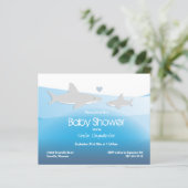 Budget Shark Blue Ocean Baby Dusche Einladung (Stehend Vorderseite)