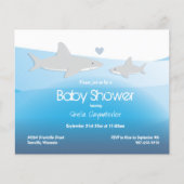 Budget Shark Blue Ocean Baby Dusche Einladung (Vorderseite)