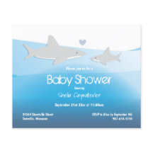 Budget Shark Blue Ocean Baby Dusche Einladung
