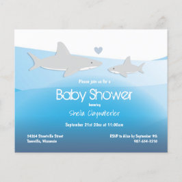 Budget Shark Blue Ocean Baby Dusche Einladung