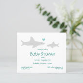 Budget Shark Green White Baby Dusche Einladung (Stehend Vorderseite)