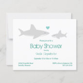 Budget Shark Green White Baby Dusche Einladung (Vorderseite)
