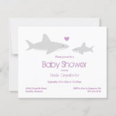 Budget Shark Lila White Baby Dusche Einladung (Vorderseite)