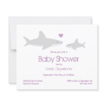 Budget Shark Lila White Baby Dusche Einladung