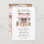 Budget She Said Oui Paris Theme Cafe Bridal Shower Mitteilungskarte (Vorne/Hinten)