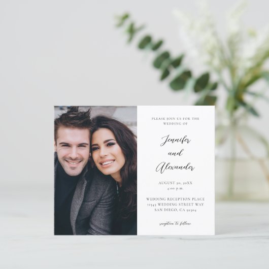 Budget Side Foto Mod Elegant Calligrafy Wedding (Stehend Vorderseite)