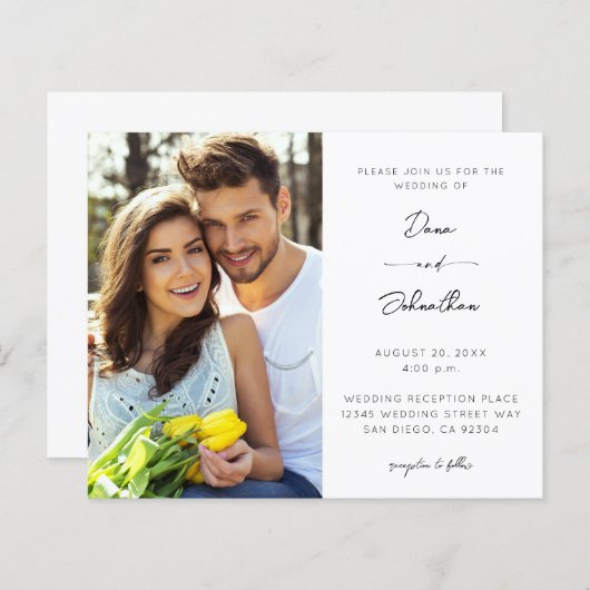 Budget Side Foto Moderne Kalligraphie Hochzeit (Vorne/Hinten)