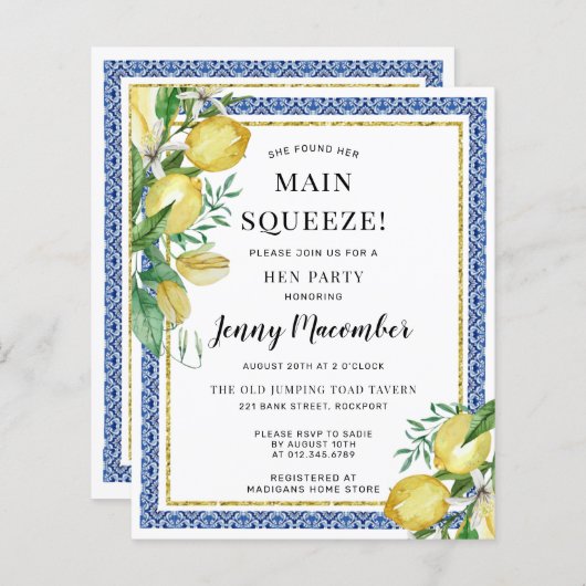 Budget Sie fand ihre wichtigste Squeeze Lemon Einl (Vorne/Hinten)