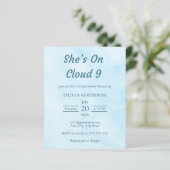 Budget Sie ist auf Cloud 9 Bridal Dusche Einladung (Stehend Vorderseite)