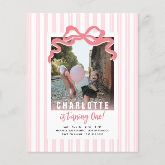 Budget Sie macht einen Streifen Pink Bow Geburtsta (Vorderseite)