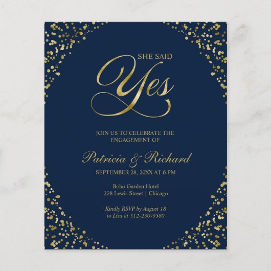 Budget Sie sagte ja Engagement Partei Einladung (Vorderseite)