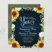 Budget Sie sagte ja Engagement Partei Einladung (Vorne/Hinten)