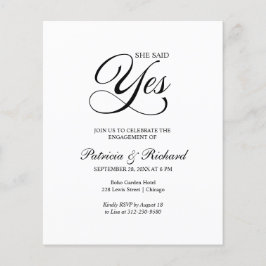 Budget Sie sagte ja Engagement Partei Einladung