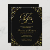 Budget Sie sagte ja Engagement Partei Einladung (Vorne/Hinten)