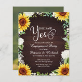 Budget Sie sagte ja Engagement Partei Einladung (Vorne/Hinten)