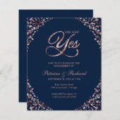 Budget Sie sagte ja Engagement Partei Einladung (Vorne/Hinten)