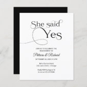 Budget Sie sagte ja Engagement Partei Einladungen (Vorne/Hinten)