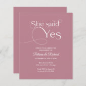 Budget Sie sagte ja Engagement Partei Einladungen (Vorne/Hinten)