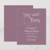 Budget Sie sagte ja Engagement Partei Einladungen (Vorne/Hinten)