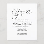 Budget Sie sagte Ja Engagement Party Ankündigung (Vorderseite)