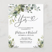 Budget Sie sagte Ja Engagement Party Ankündigung (Vorderseite)