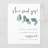 Budget Sie sagte ja Foto Eukalyptus Verlobung (Vorderseite)