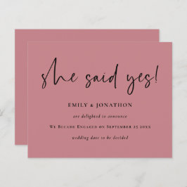 Budget Sie sagte ja Pink Verlobung Ankündigung