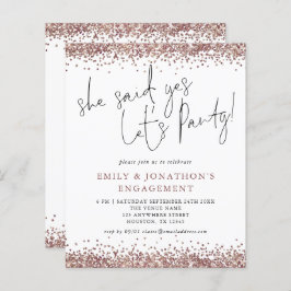 Budget Sie sagte ja Rose Gold Glitzer Verlobung