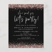 Budget Sie sagte ja Rose Gold Glitzer Verlobung (Vorderseite)