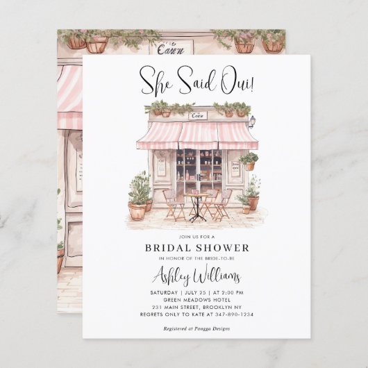 Budget Sie sagte Oui Paris Theme Cafe Brautparty (Vorne/Hinten)