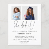 Budget Sie tat es 2 Foto 2024 Grad Party Einladung (Vorderseite)