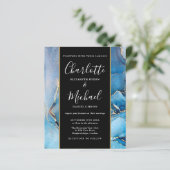 Budget Signature Script Blue Agate Wedding Einladu (Stehend Vorderseite)