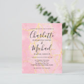 Budget Signature Script Rosa Marmorhochzeit Einlad (Stehend Vorderseite)