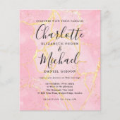 Budget Signature Script Rosa Marmorhochzeit Einlad (Vorderseite)