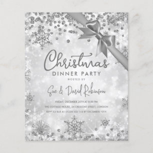 Budget Silber Glitter Weihnachts-Winterparty-Einla Flyer