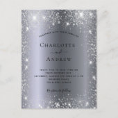 Budget silber Glitzer Metall Hochzeit Einladungspostkarte (Vorderseite)