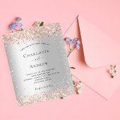 Budget Silber Glitzer Rose Goldhochzeit Einladung