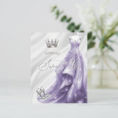 Budget Silber Lila Kleid Sweet 16 Einladung (Stehend Vorderseite)