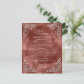 Budget Silber-Zimt-Rost Vintage-Hochzeitsmenü (Stehend Vorderseite)