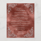 Budget Silber-Zimt-Rost Vintage-Hochzeitsmenü (Vorderseite)