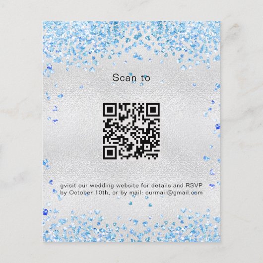 Budget silberblauer QR-Code Einladung zur Hochzeit (Rückseite)