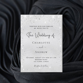 Budget silberner Glitzer Moderner Hochzeitsinvit Einladung